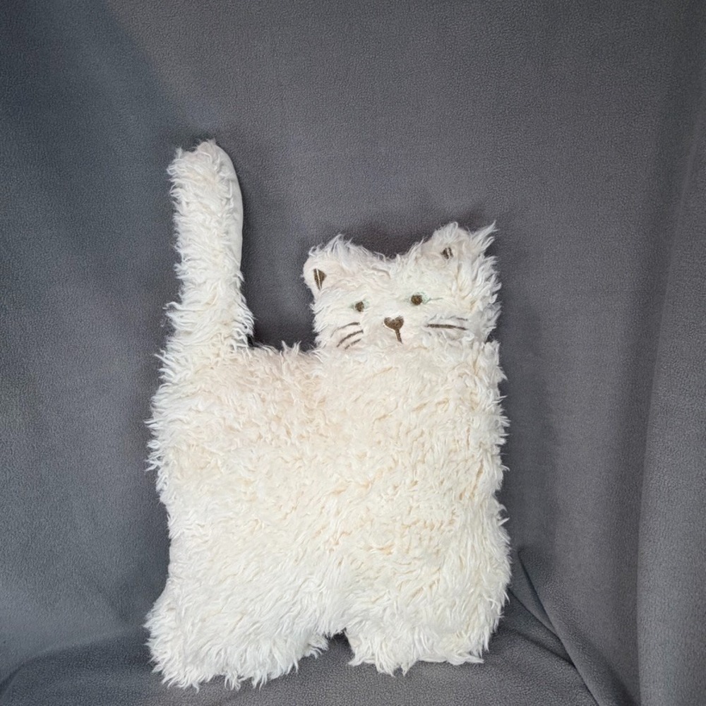Urban Outfitters UO Home Furry Cat Pillow White Shag Plush Throw NWT